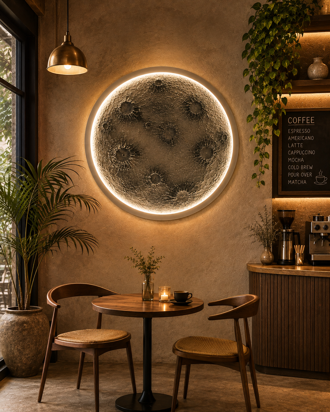 Lunar Reverie - Handcrafted Illuminated Textural Art