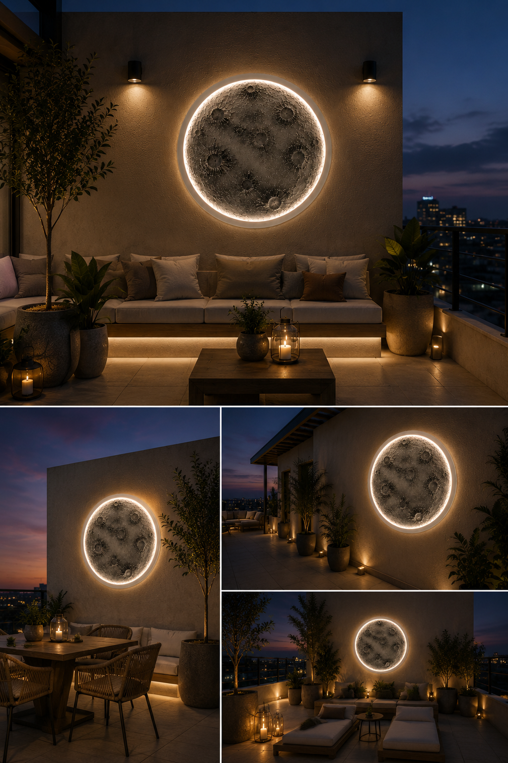 Lunar Reverie - Handcrafted Illuminated Textural Art