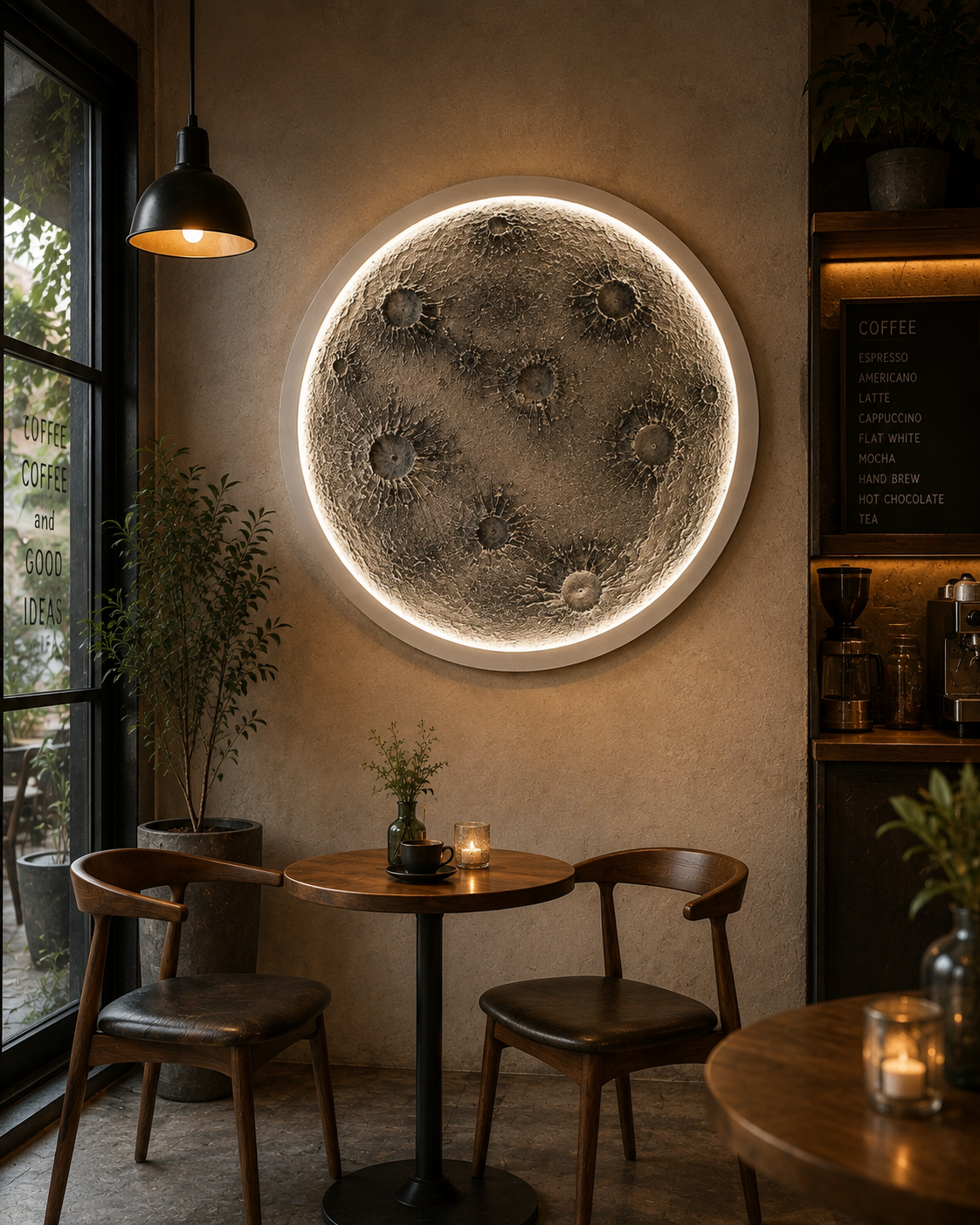 Lunar Reverie - Handcrafted Illuminated Textural Art