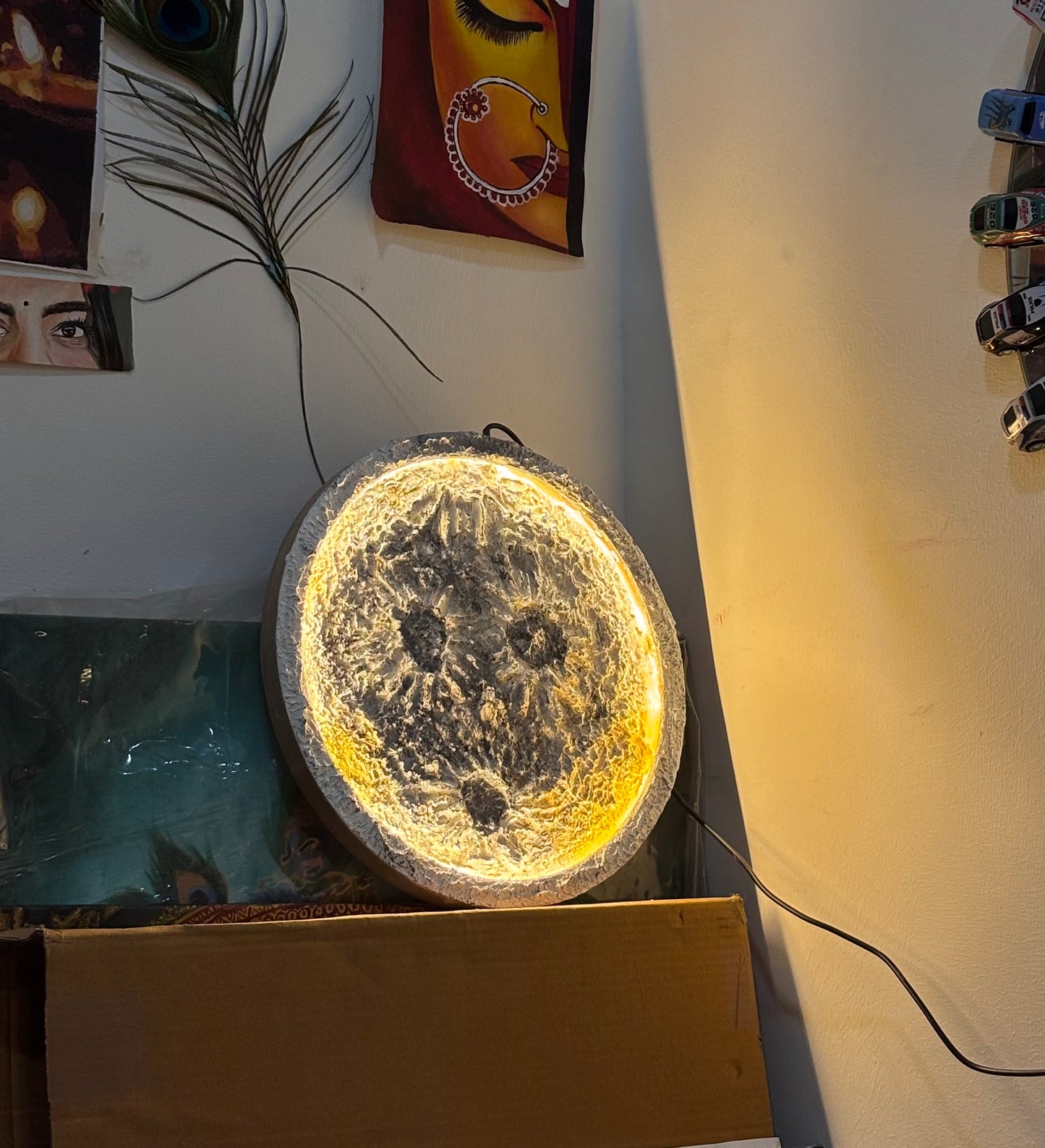 Textured moon art