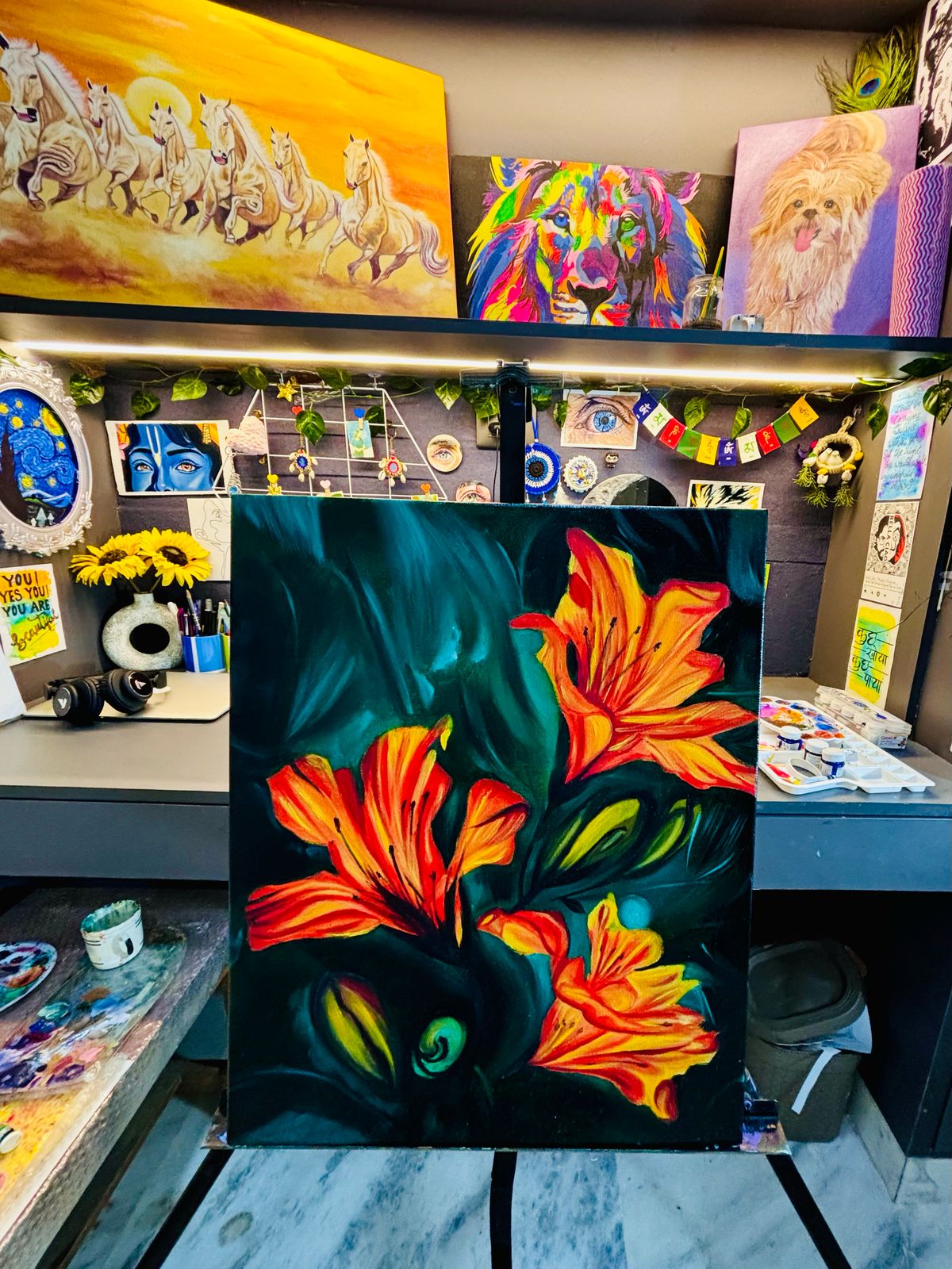 Handmade Orange Lily Wall Art