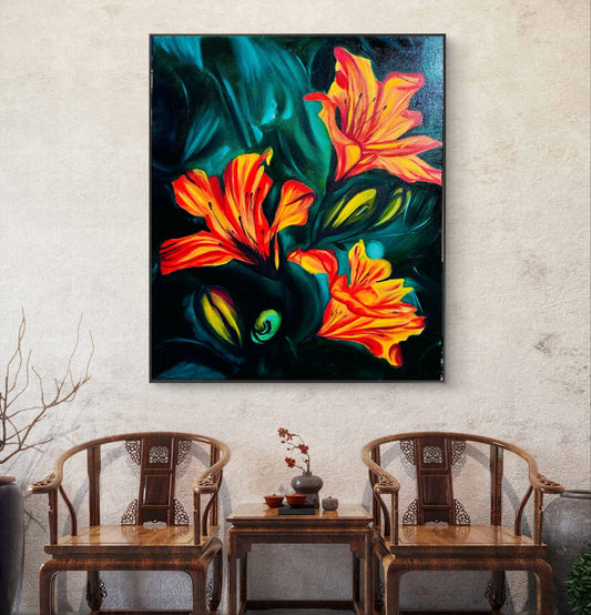 Handmade Orange Lily Wall Art